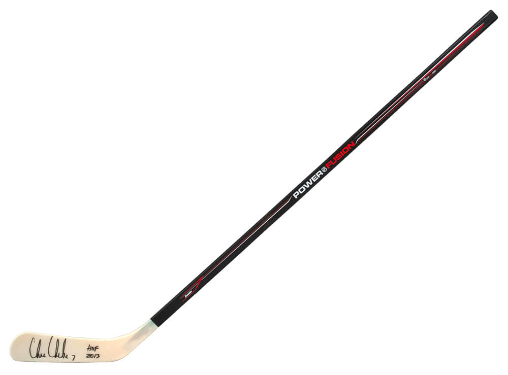 Chris Chelios Autographed Franklin Power Fusion 48 Inch Full Size Hockey Stick with HOF 2013-Powers Sports Memorabilia