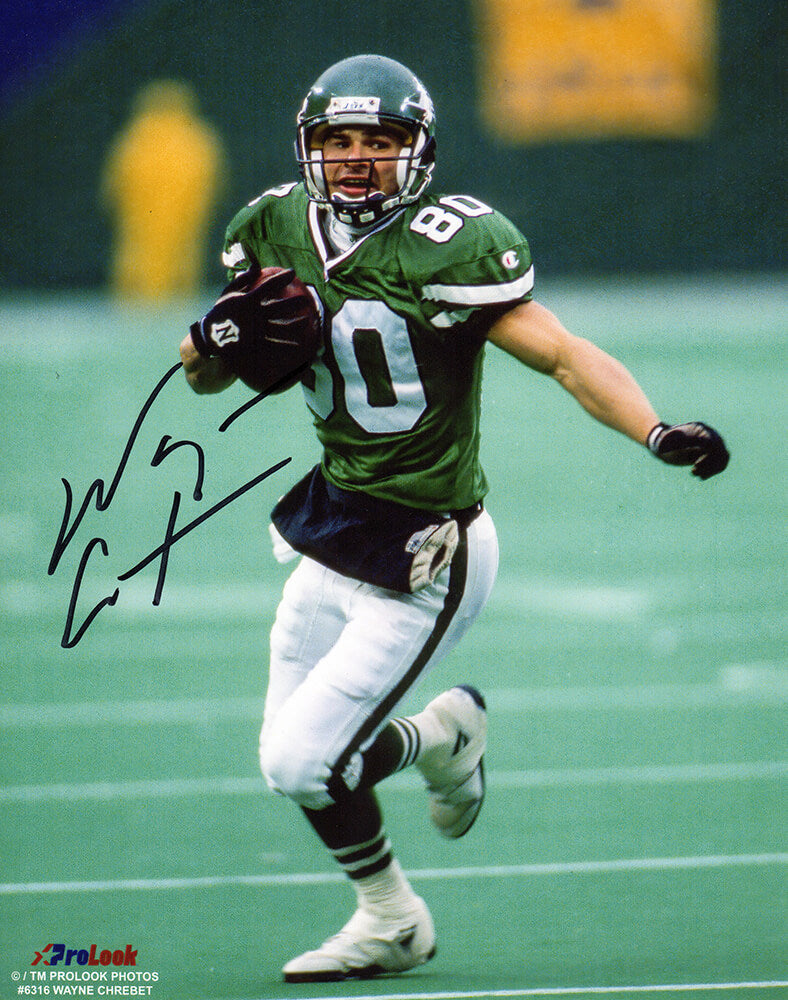 Wayne Chrebet Autographed New York Jets Action 8x10 Photo-Powers Sports Memorabilia