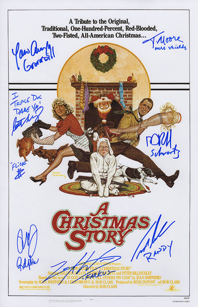 A Christmas Story Cast Autographed 11x17 Movie Poster with 7 Signatures & Character Names-Powers Sports Memorabilia