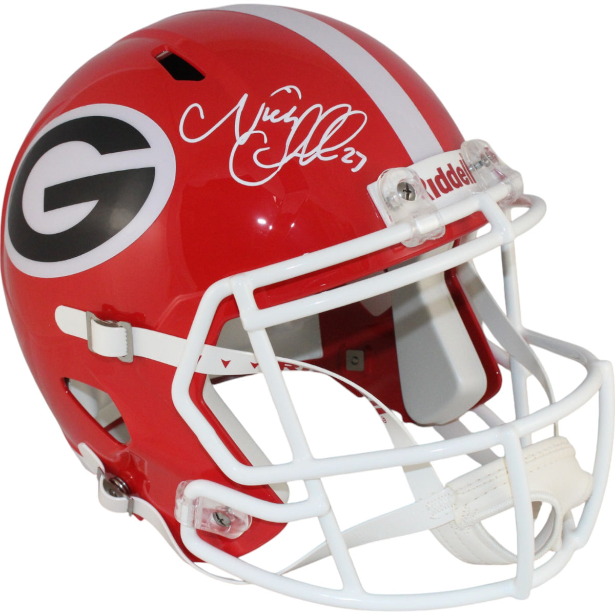Nick Chubb Georgia Bulldogs F/S Signed Helmet Beckett Witness 49799 Beckett-Powers Sports Memorabilia