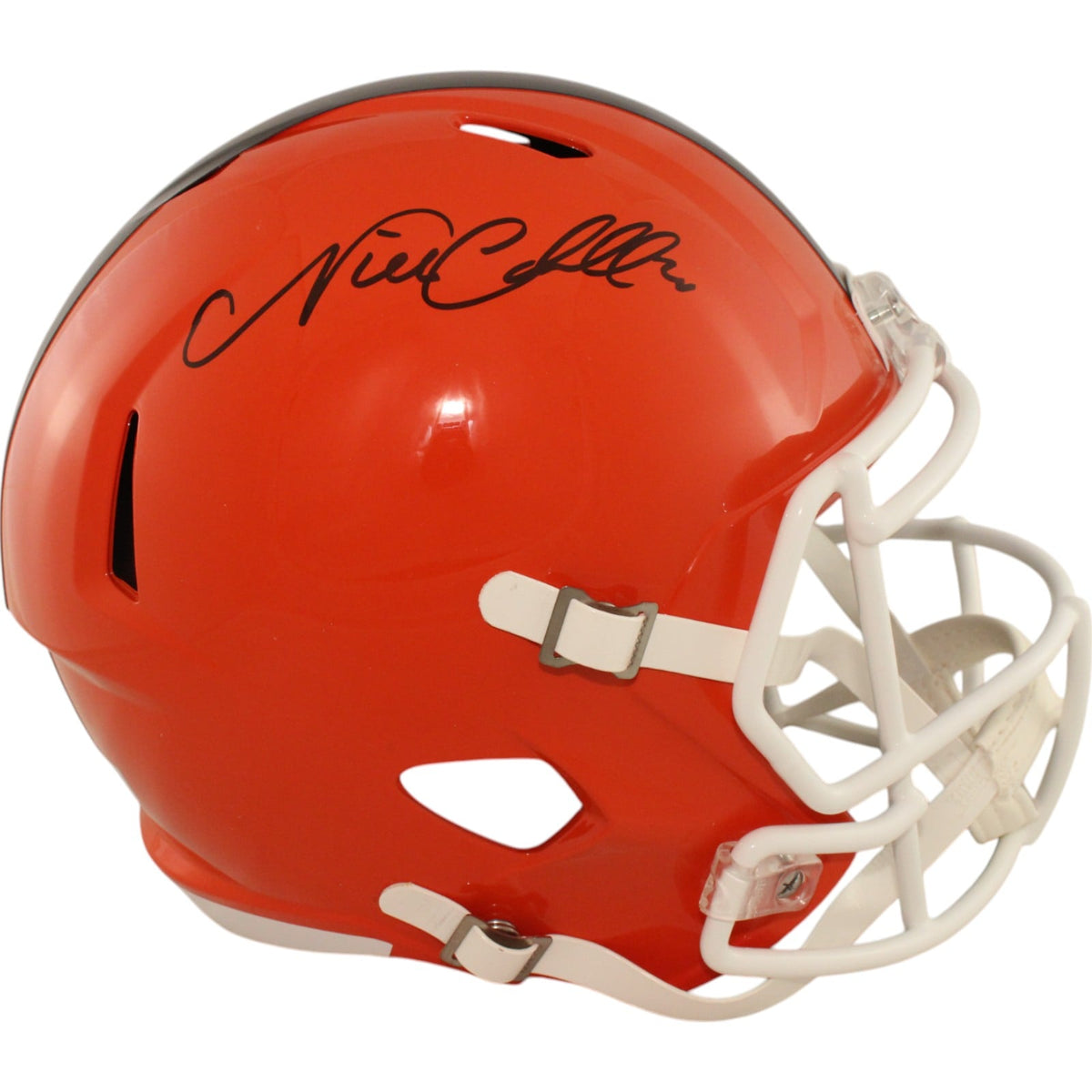 Nick Chubb Signed Cleveland Browns Full-Size Helmet – Beckett Witness Authenticated-Powers Sports Memorabilia