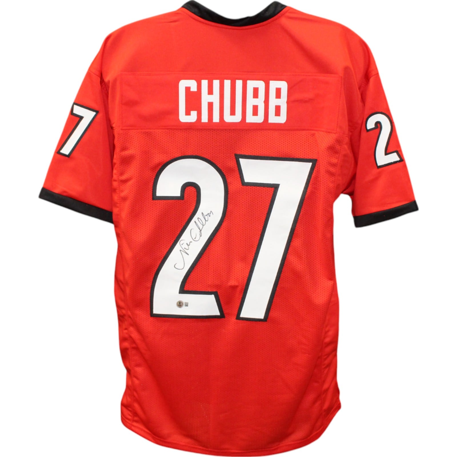 Nick Chubb Signed College Style Red XL Jersey – Beckett Witness Authenticated-Powers Sports Memorabilia
