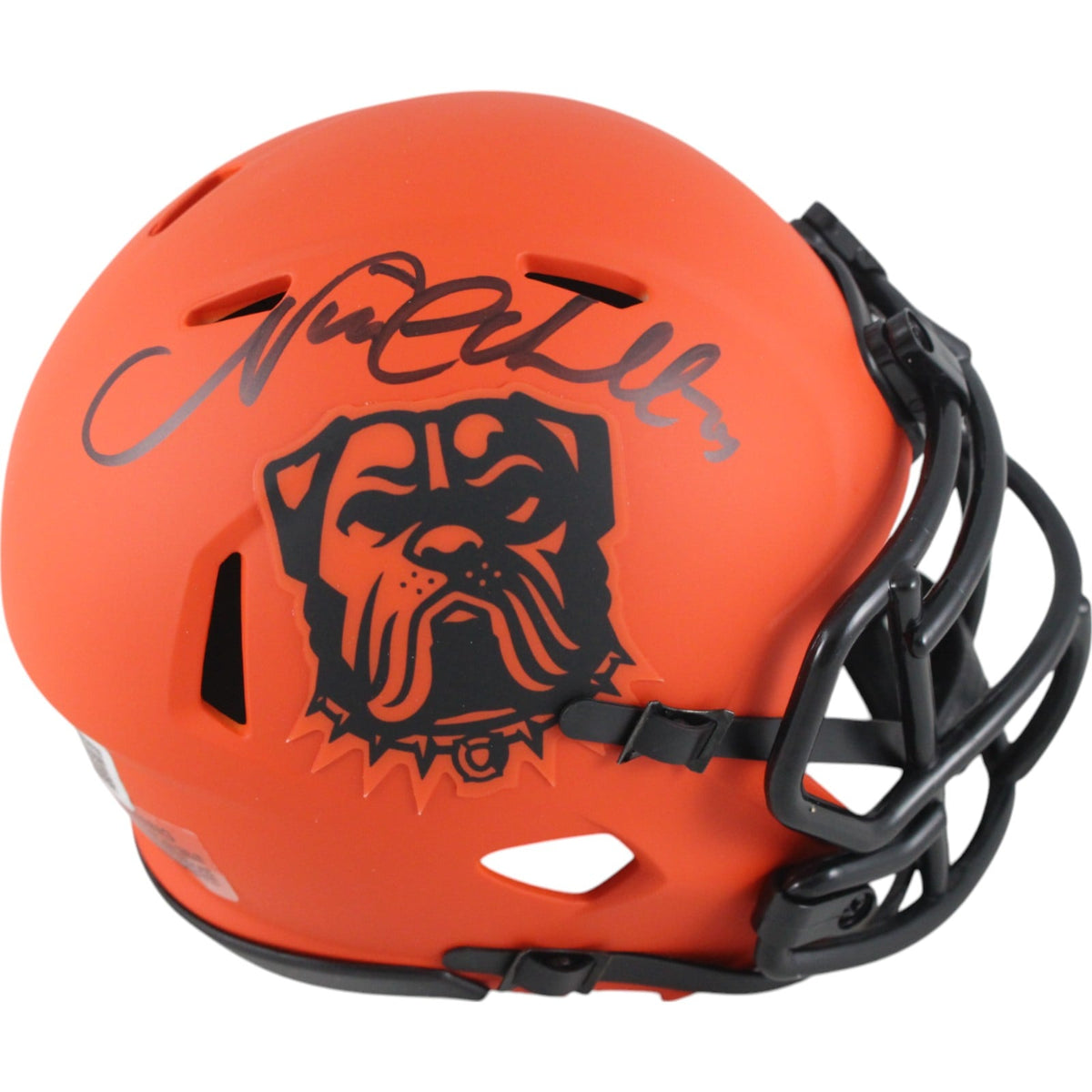 Nick Chubb Signed Cleveland Browns Rave Mini Helmet – Beckett Witness Authenticated-Powers Sports Memorabilia