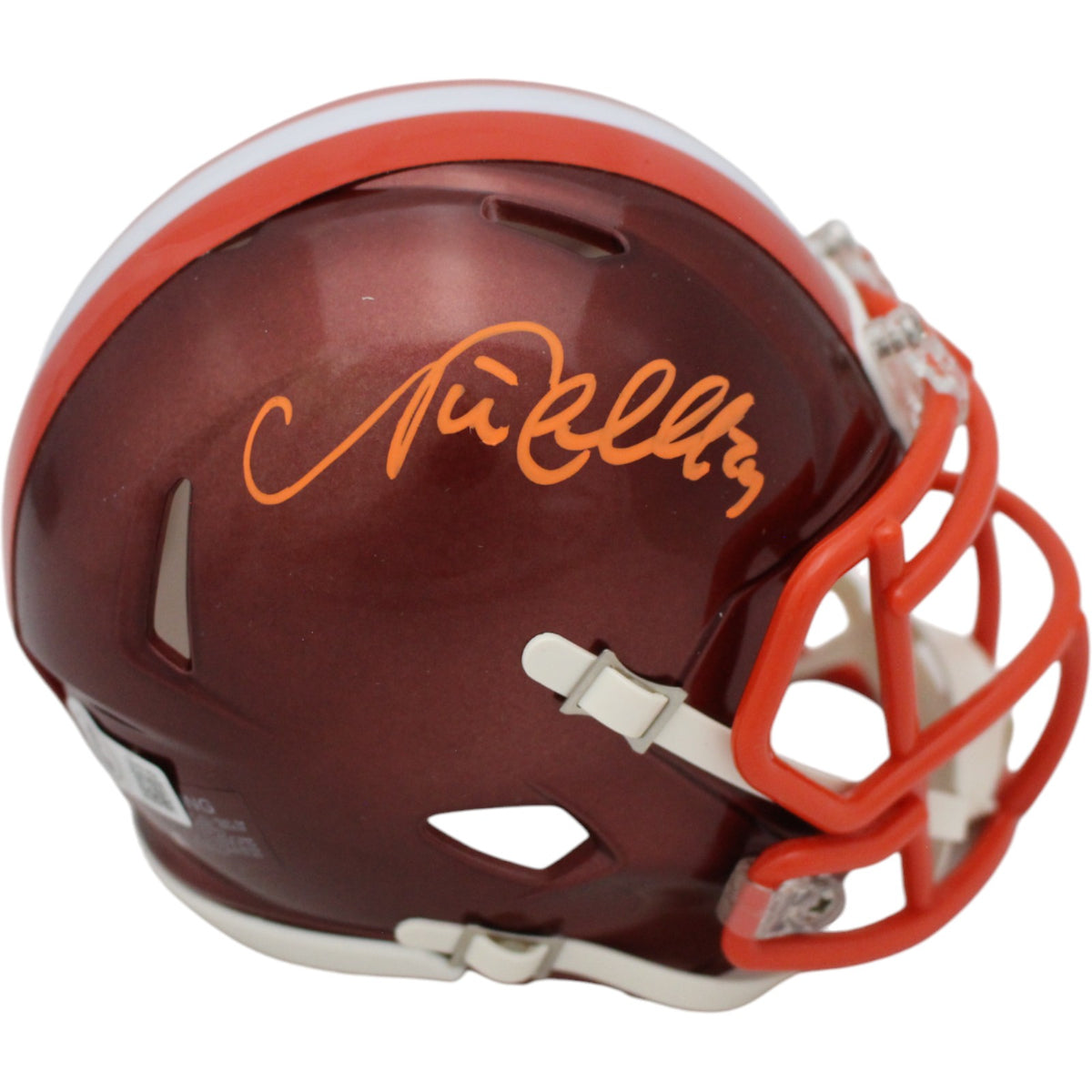 Nick Chubb Cleveland Browns Signed Mini Helmet - Beckett Beckett-Powers Sports Memorabilia