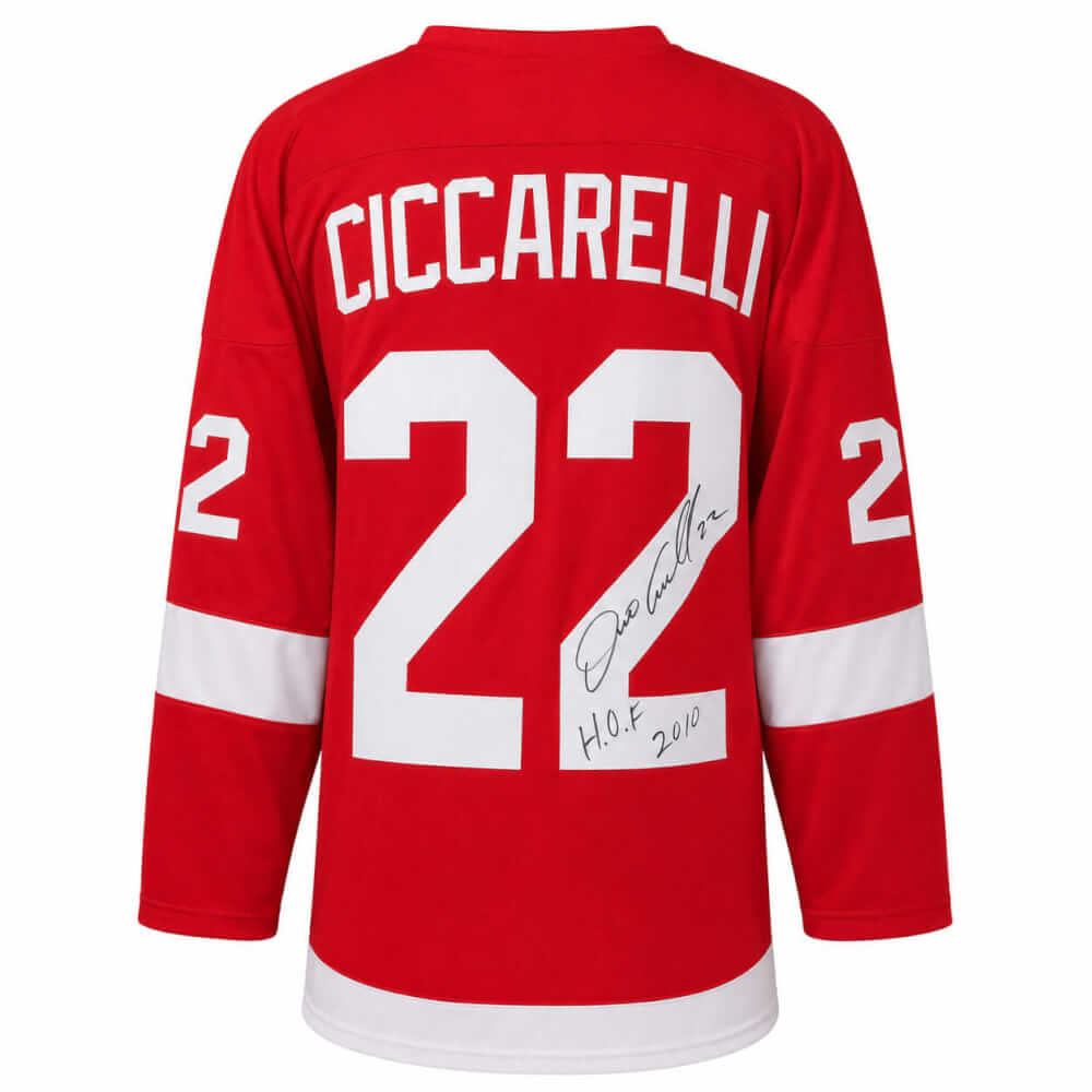Dino Ciccarelli Autographed Red Custom Hockey Jersey with HOF 2010-Powers Sports Memorabilia