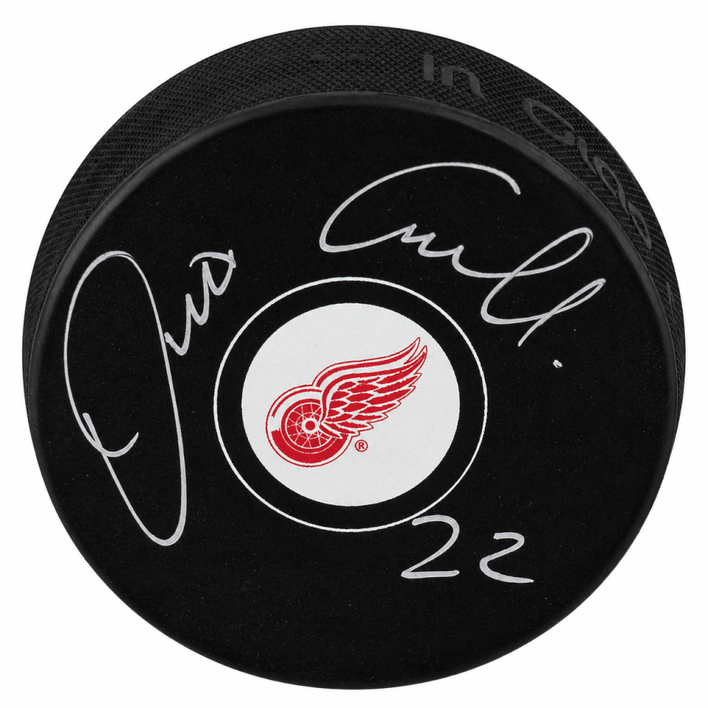 Dino Ciccarelli Autographed Detroit Red Wings Logo Hockey Puck-Powers Sports Memorabilia