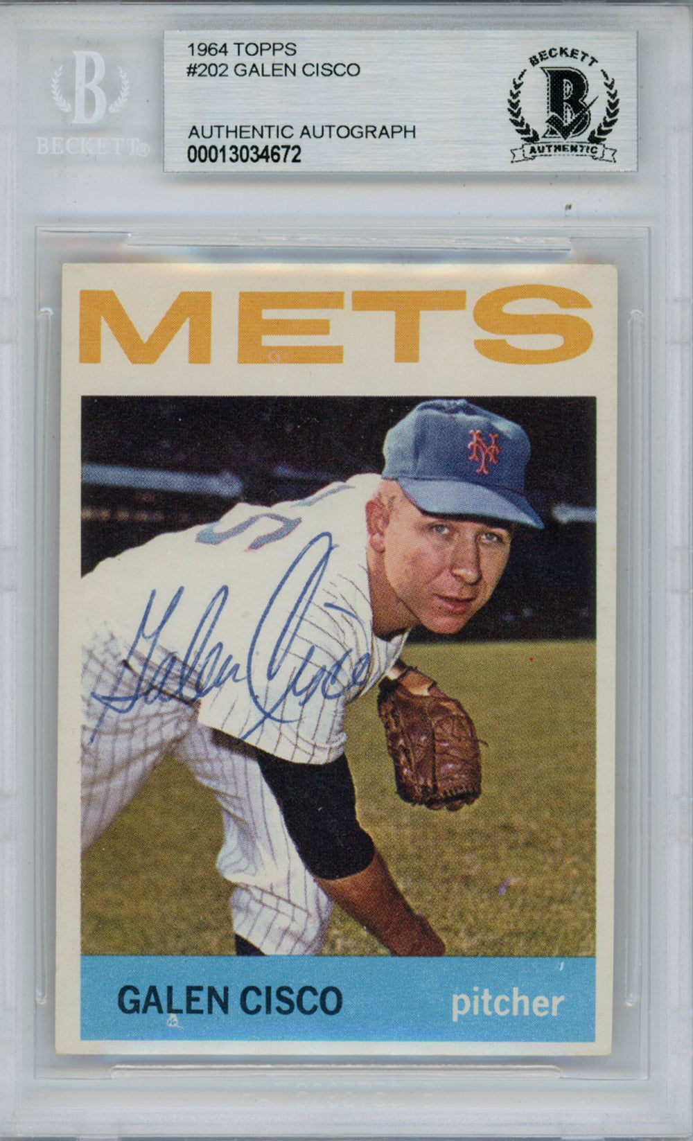 Galen Cisco New York Mets Signed Card - 1964 Topps #202 Beckett Slab Beckett-Powers Sports Memorabilia
