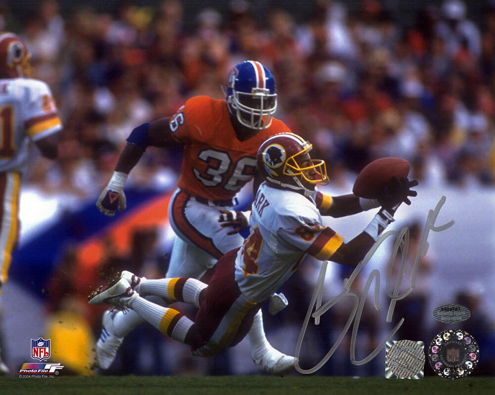 Gary Clark Autographed Washington Football Team White Jersey Catch 8x10 Photo-Powers Sports Memorabilia