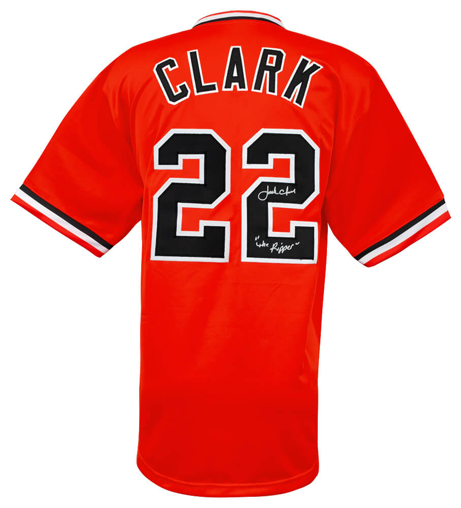 Jack Clark Autographed Orange Throwback Custom Baseball Jersey with Ripper-Powers Sports Memorabilia