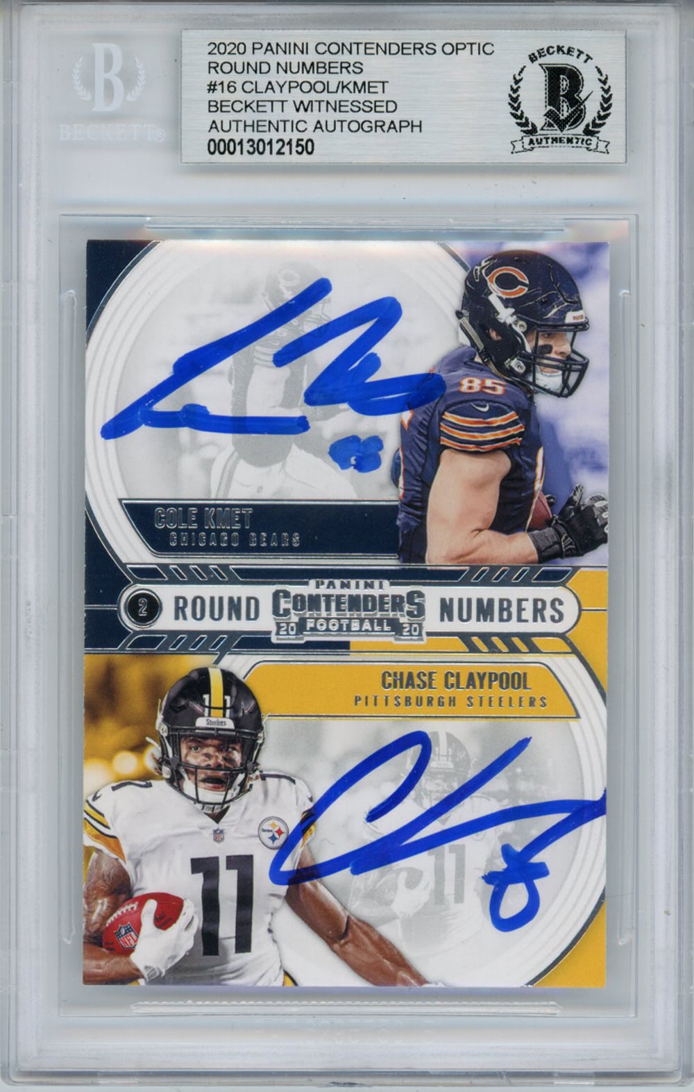 Chase Claypool & Cole Kmet Notre Dame Fighting Irish Signed Card - 2020 Panini Contenders Optic Beckett-Powers Sports Memorabilia