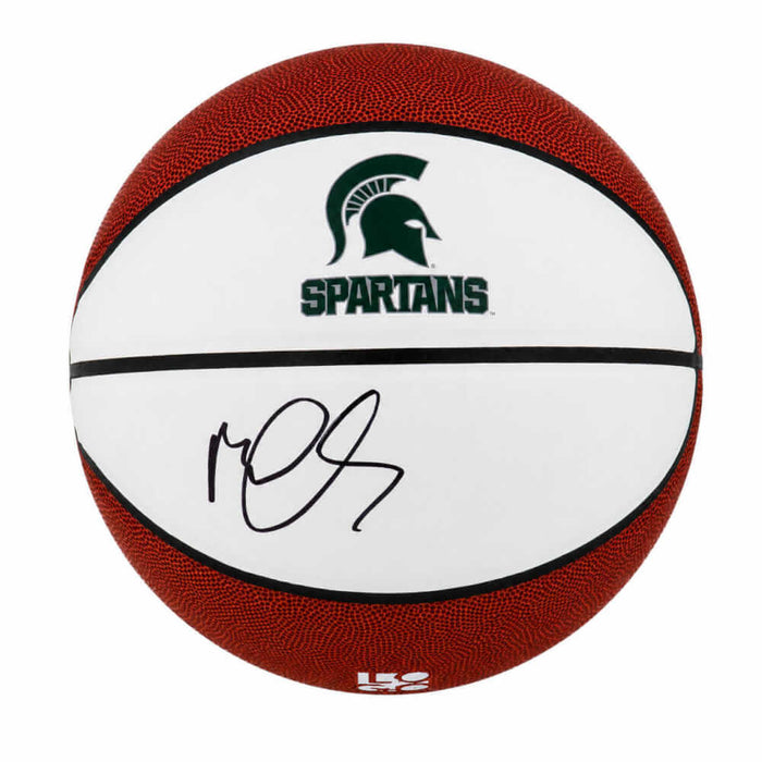 Mateen Cleaves Autographed Michigan State Spartans Logo Brands White Logo Basketball-Powers Sports Memorabilia