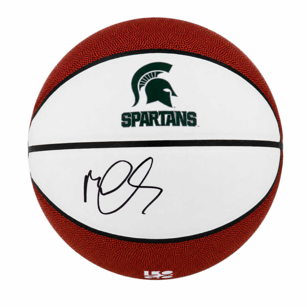 Mateen Cleaves Autographed Michigan State Spartans Logo Brands White Logo Basketball-Powers Sports Memorabilia