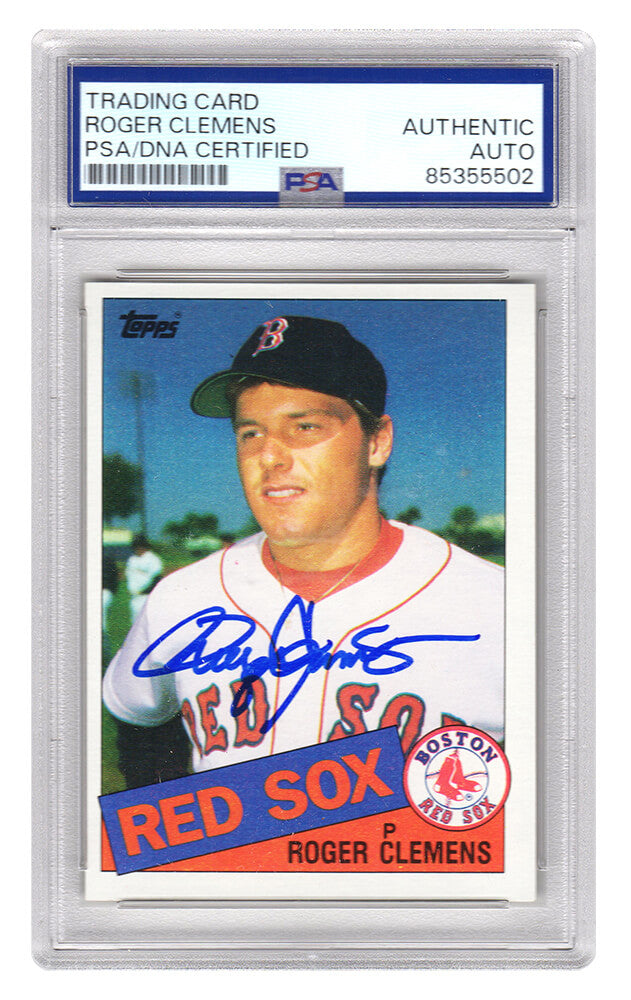 Roger Clemens Boston Red Sox Autographed 1985 Topps Rookie Baseball Card-Powers Sports Memorabilia