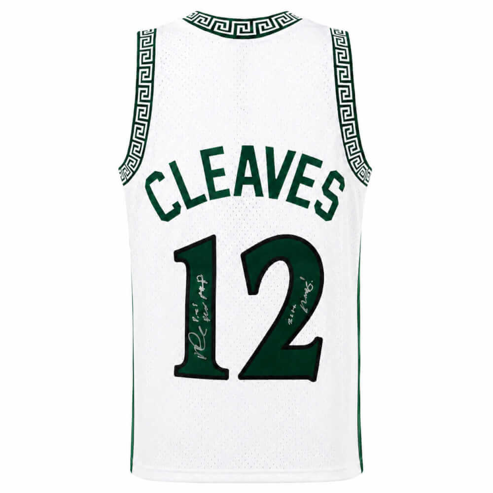 Mateen Cleaves Autographed Michigan State 1999 M&N T/B White Swingman Basketball Jersey with 2000 MOP-Powers Sports Memorabilia