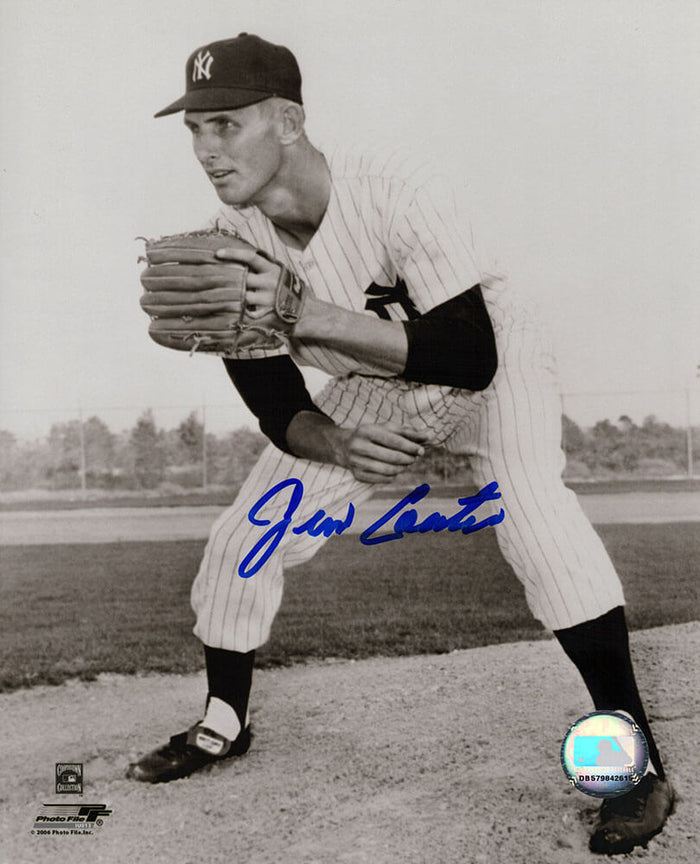 Jim Coates Autographed New York Yankees B&W Pitching Pose 8x10 Photo-Powers Sports Memorabilia