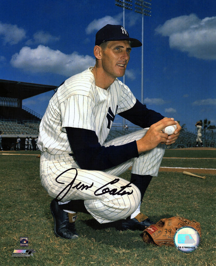 Jim Coates Autographed New York Yankees Kneeling Pose 8x10 Photo - (In Black)-Powers Sports Memorabilia