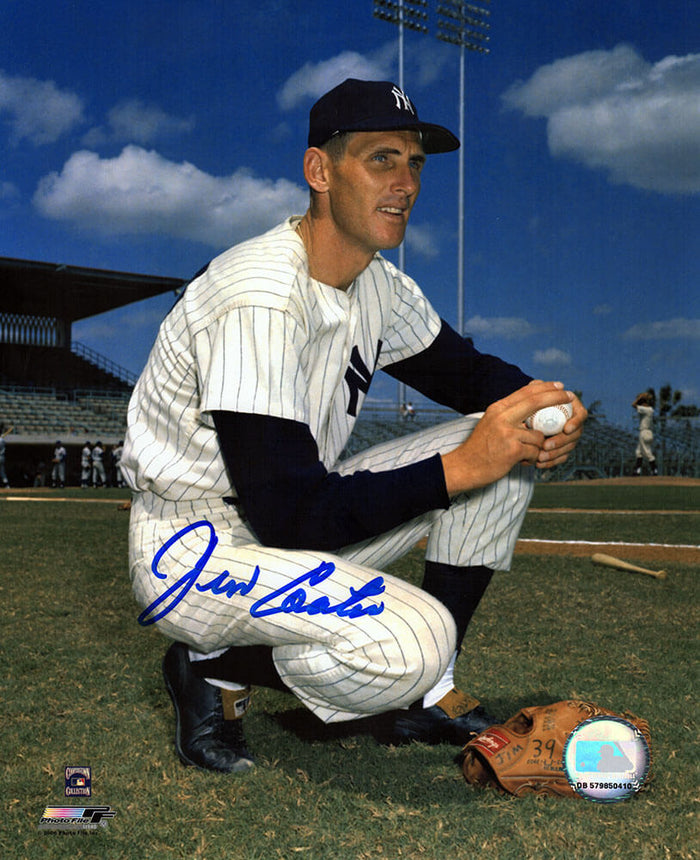 Jim Coates Autographed New York Yankees Kneeling Pose 8x10 Photo - (In Blue)-Powers Sports Memorabilia