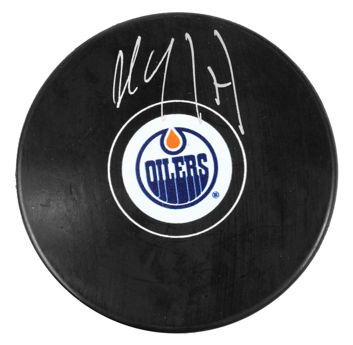 Paul Coffey Autographed Edmonton Oilers Logo Hockey Puck-Powers Sports Memorabilia