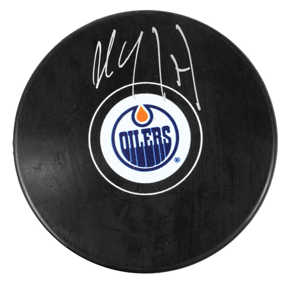 Paul Coffey Autographed Edmonton Oilers Logo Hockey Puck-Powers Sports Memorabilia