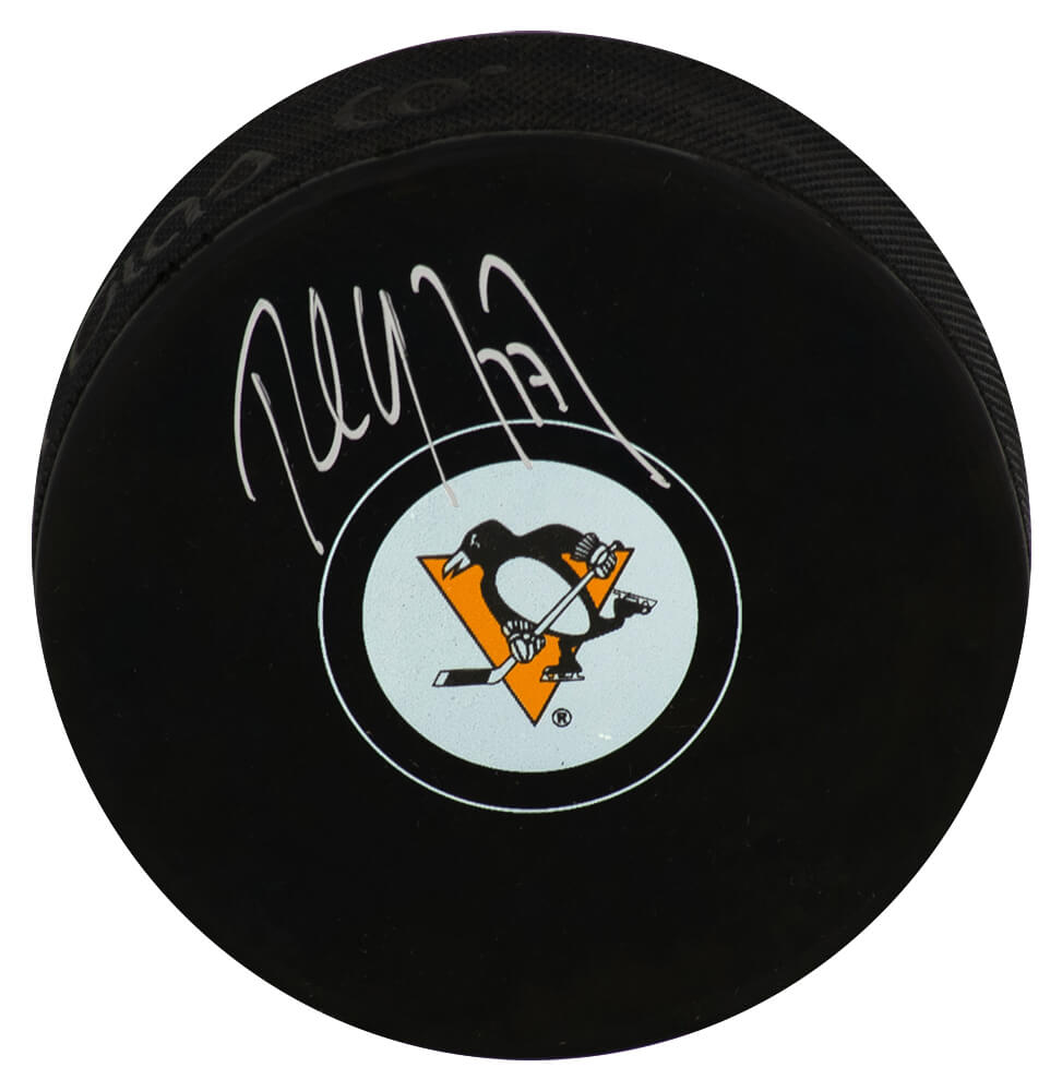 Paul Coffey Autographed Pittsburgh Penguins Team Logo Hockey Puck-Powers Sports Memorabilia