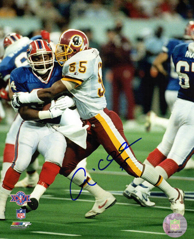 Andre Collins Autographed Washington Football Team Super Bowl XXVI Tackle Action 8x10 Photo-Powers Sports Memorabilia