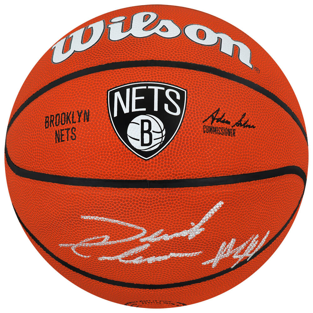 Derrick Coleman Autographed Brooklyn Nets Logo Wilson NBA Basketball-Powers Sports Memorabilia