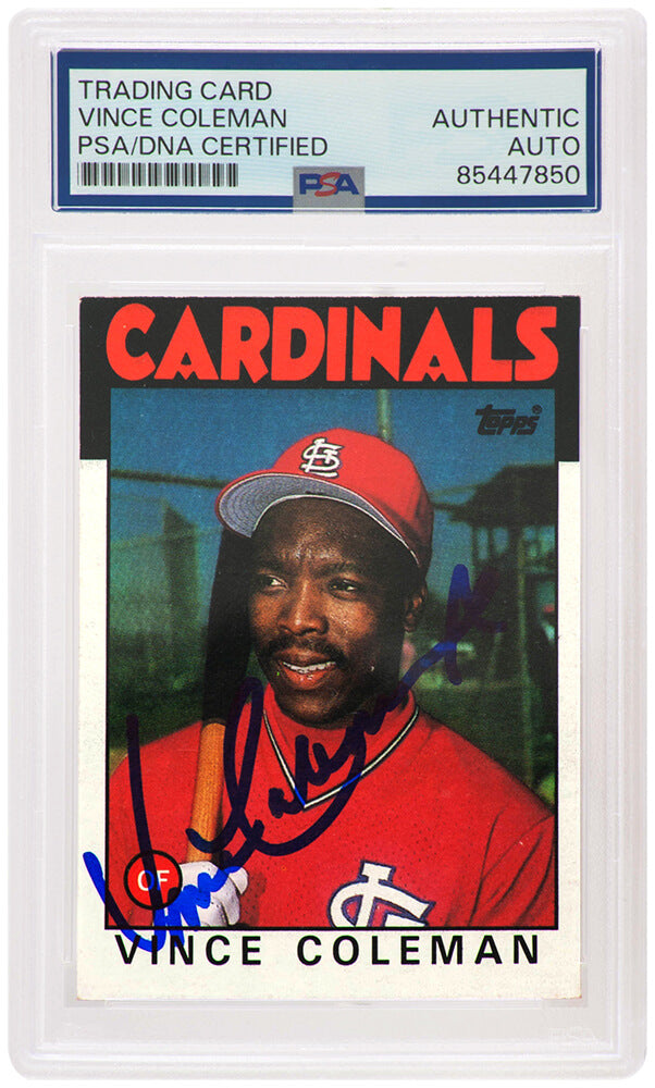 Vince Coleman St. Louis Cardinals Autographed Arizona 1986 Topps Baseball
