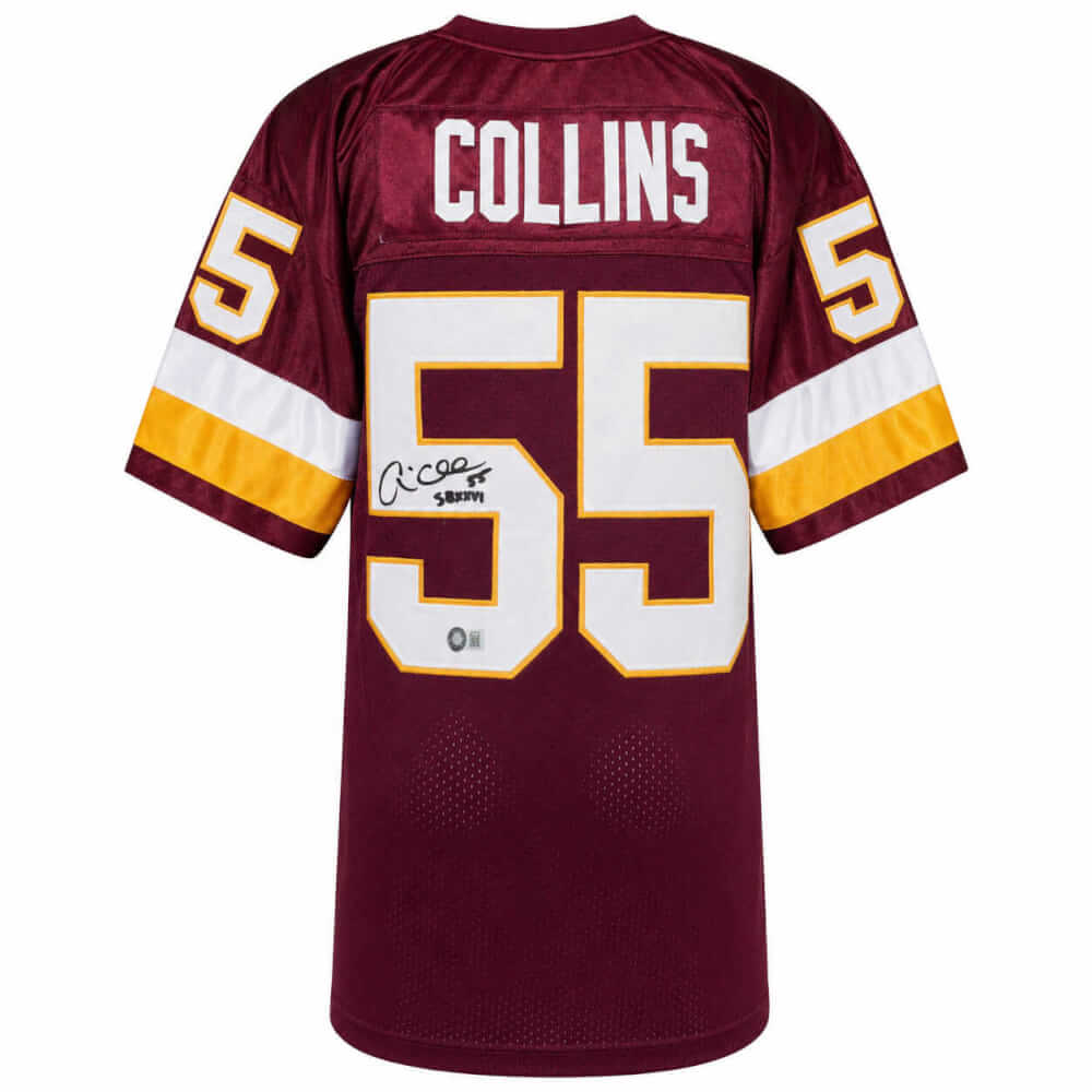 Andre Collins Autographed Maroon Throwback Custom Football Jersey w/ SB XXVI-Powers Sports Memorabilia