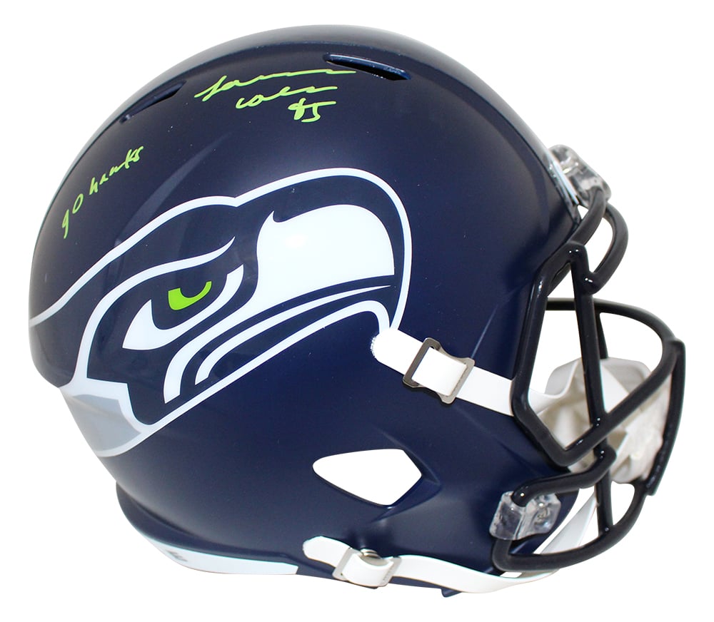 LJ Collier Seattle Seahawks Speed Replica Signed Helmet Go Hawks JSA-Powers Sports Memorabilia