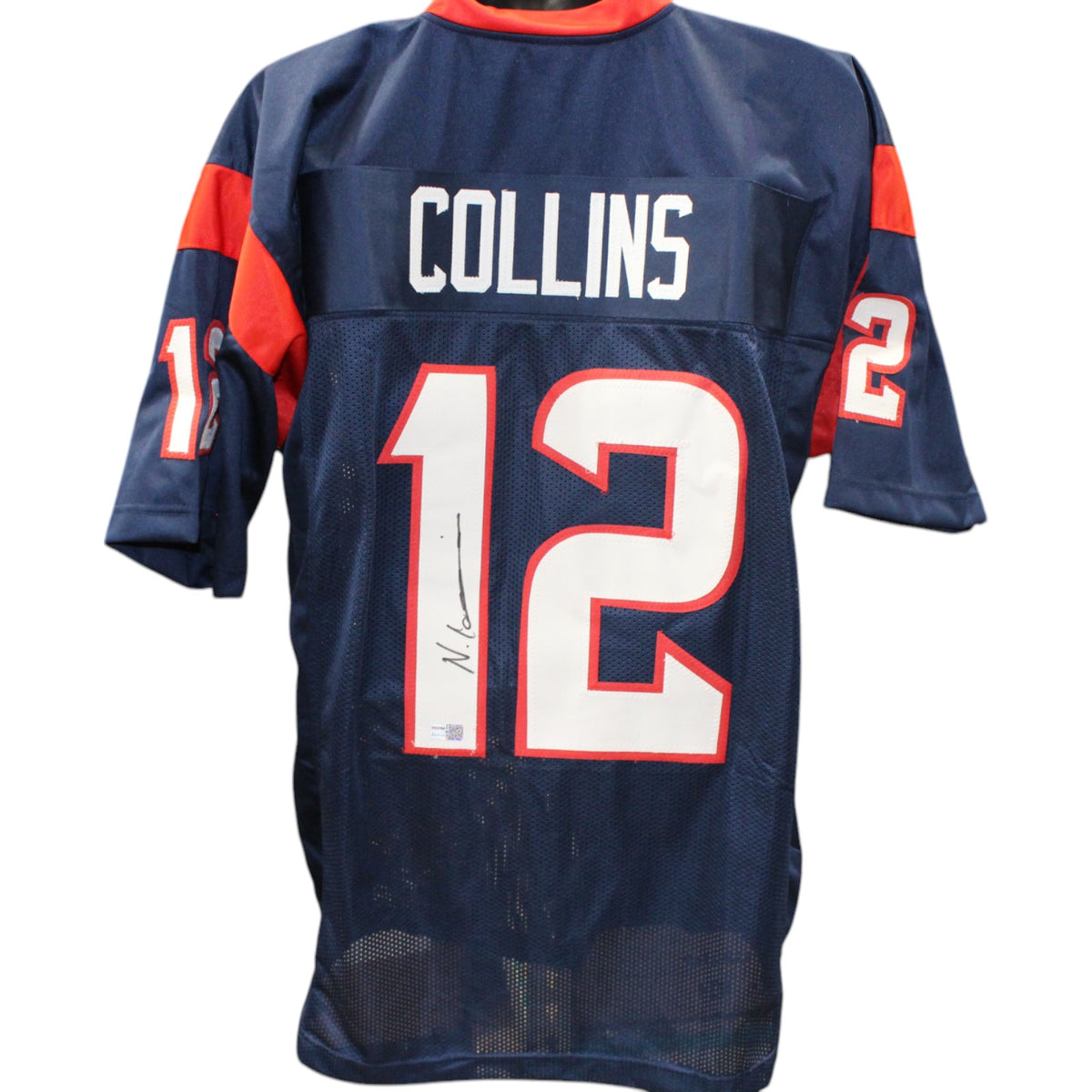 Nico Collins Pro Style XL Blue Signed Jersey-Powers Sports Memorabilia
