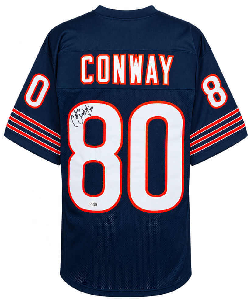 Curtis Conway Autographed Navy Custom Football Jersey-Powers Sports Memorabilia