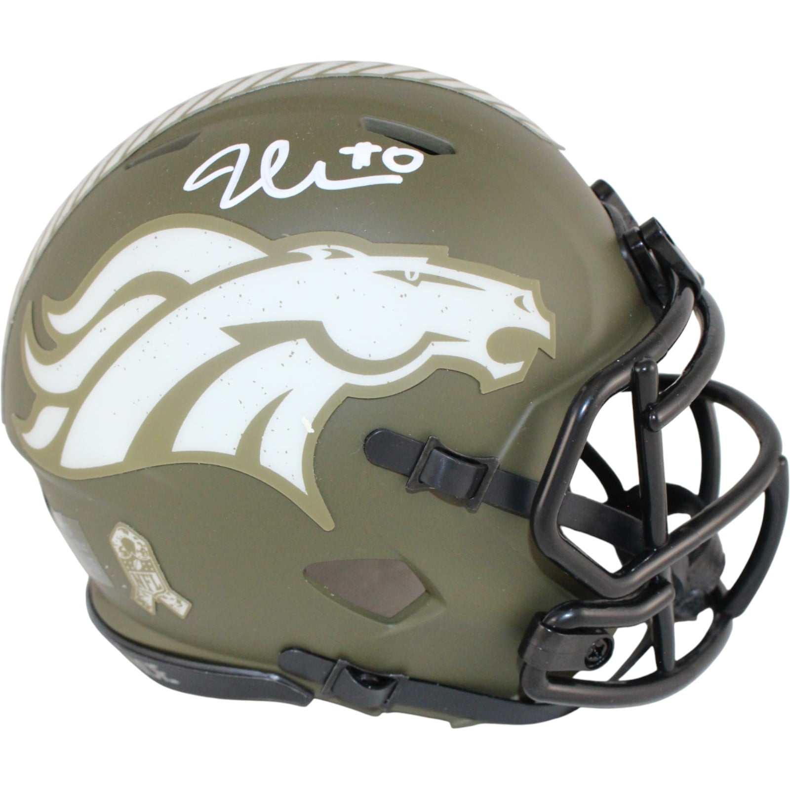 Jonathon Cooper Signed Denver Broncos 22 STS Mini Helmet Beckett WIT-Powers Sports Memorabilia