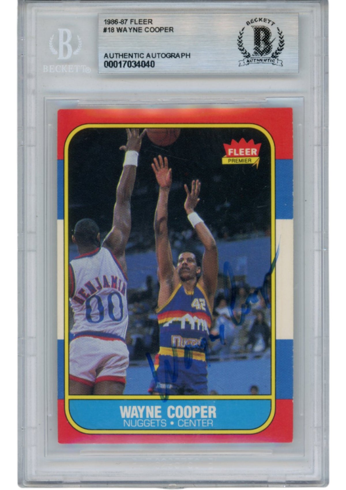 Wayne Cooper Denver Nuggets Signed Card - 1986 Fleer #18 Slabbed Beckett Beckett-Powers Sports Memorabilia