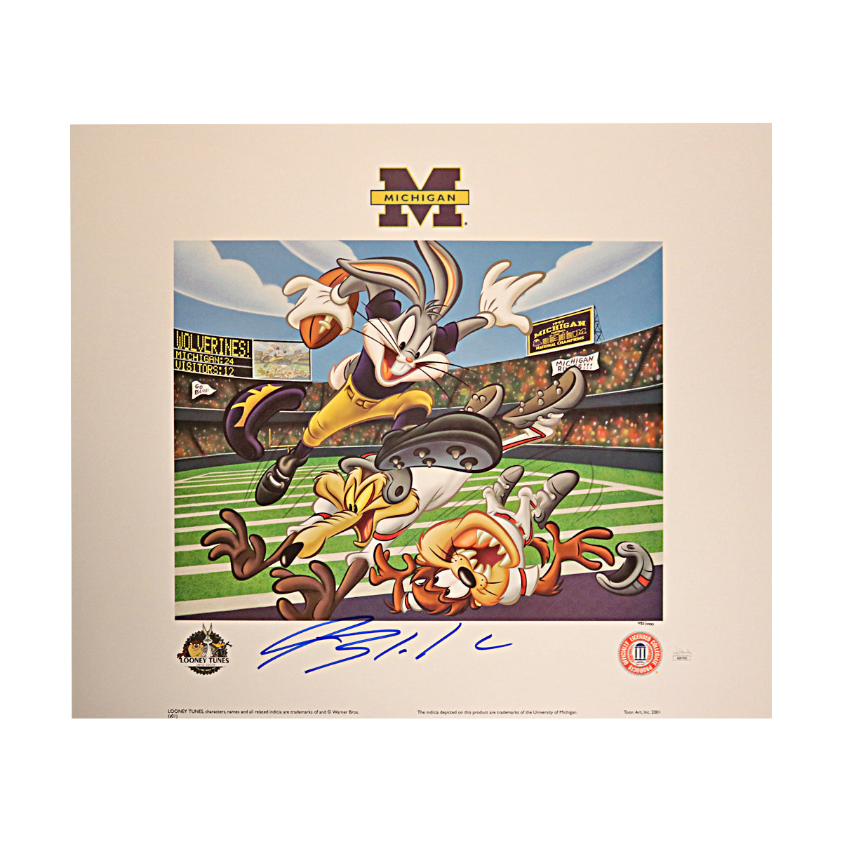 Blake Corum Signed 19x22.5 Bo Knows Bugs LE 983/1000 Lithograph (JSA Holo)-Powers Sports Memorabilia