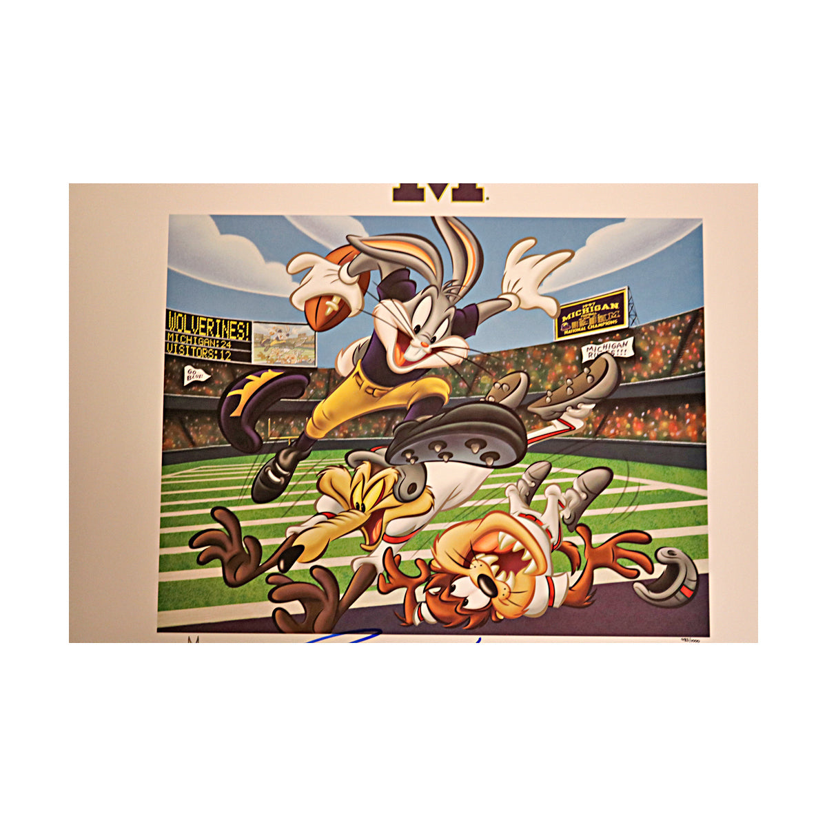 Blake Corum Signed 19x22.5 Bo Knows Bugs LE 983/1000 Lithograph (JSA Holo)-Powers Sports Memorabilia