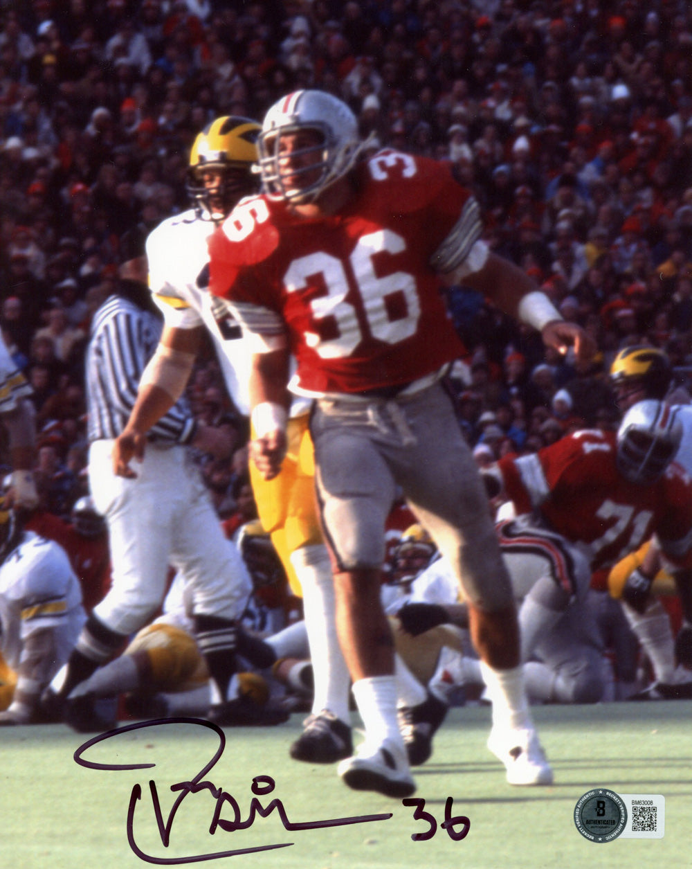 Tom Cousineau Ohio State Buckeyes Signed 8x10 Photo - Beckett Beckett-Powers Sports Memorabilia