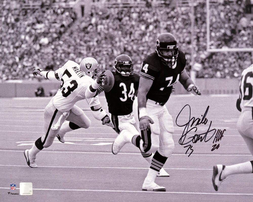 Jim Covert Autographed Chicago Bears B&W Action 16x20 Photo with HOF'20-Powers Sports Memorabilia