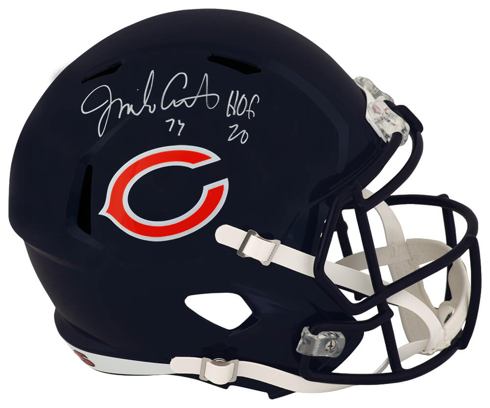 Jim Covert Autographed Chicago Bears Riddell Full Size Speed Replica Helmet with HOF'20 - (In White)-Powers Sports Memorabilia