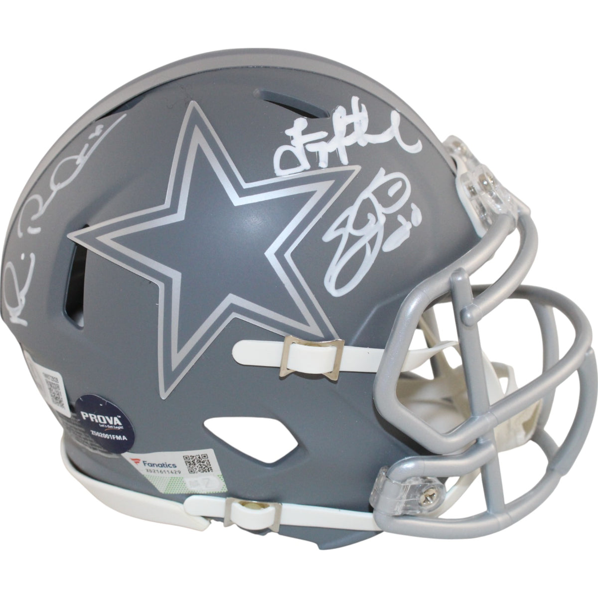 Dallas Cowboys Slate Signed Mini Helmet Aikman Emmitt Irvin-Powers Sports Memorabilia