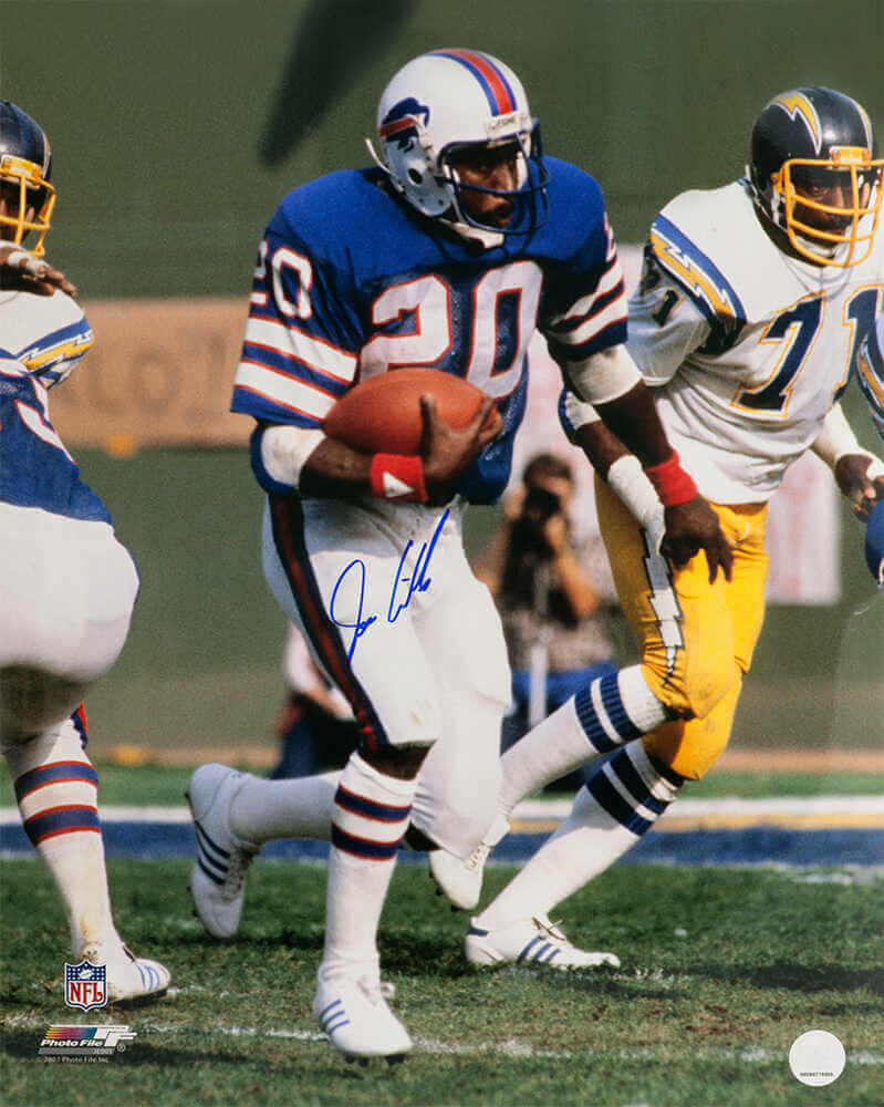 Joe Cribbs Autographed Buffalo Bills Blue Jersey vs Chargers 16x20 Photo-Powers Sports Memorabilia