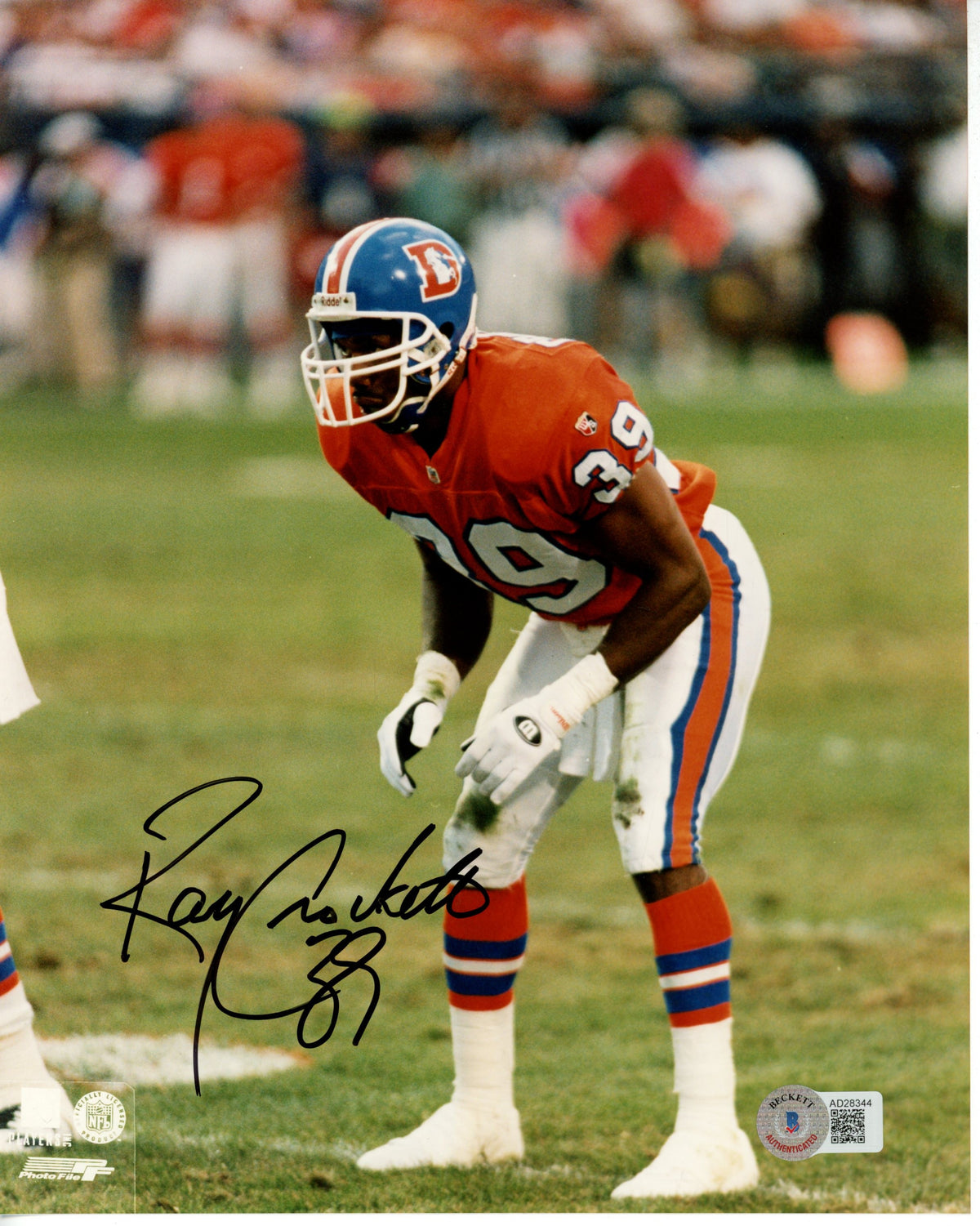 Ray Crockett Denver Broncos Signed 8x10 Photo - Beckett Beckett-Powers Sports Memorabilia