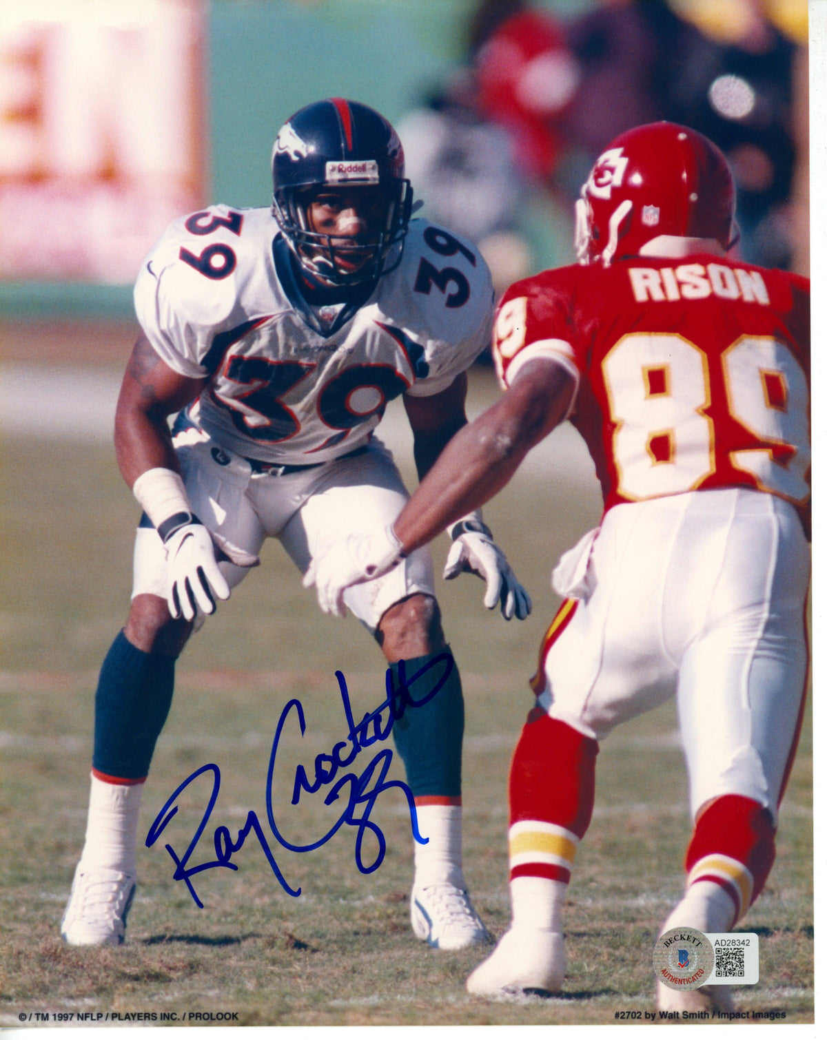 Ray Crockett Denver Broncos Signed 8x10 Photo - Beckett Beckett - 55844-Powers Sports Memorabilia