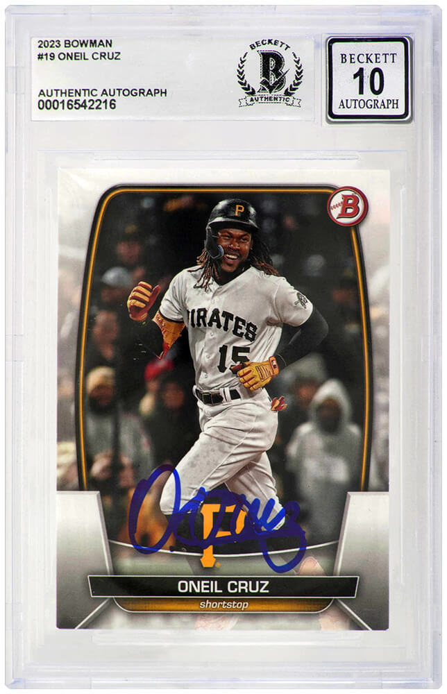 Oneil Cruz Pittsburgh Pirates Autographed 2023 Bowman Baseball Card #19-Powers Sports Memorabilia