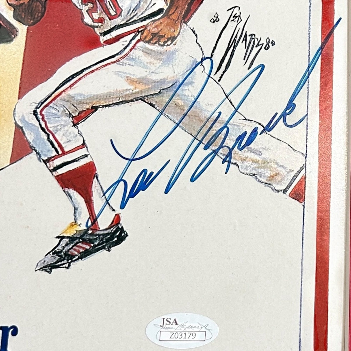 Autographed Mantle Ford Gibson And Brock Deluxe Framed Baseball 16x20 Lithograph - JSA-Powers Sports Memorabilia