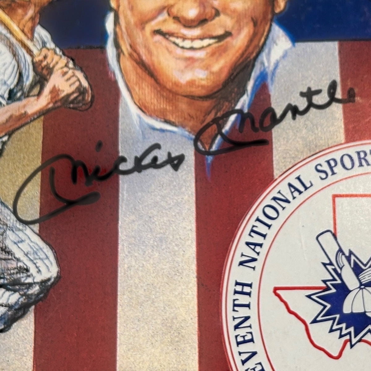 Autographed Mantle Ford Gibson And Brock Deluxe Framed Baseball 16x20 Lithograph - JSA-Powers Sports Memorabilia