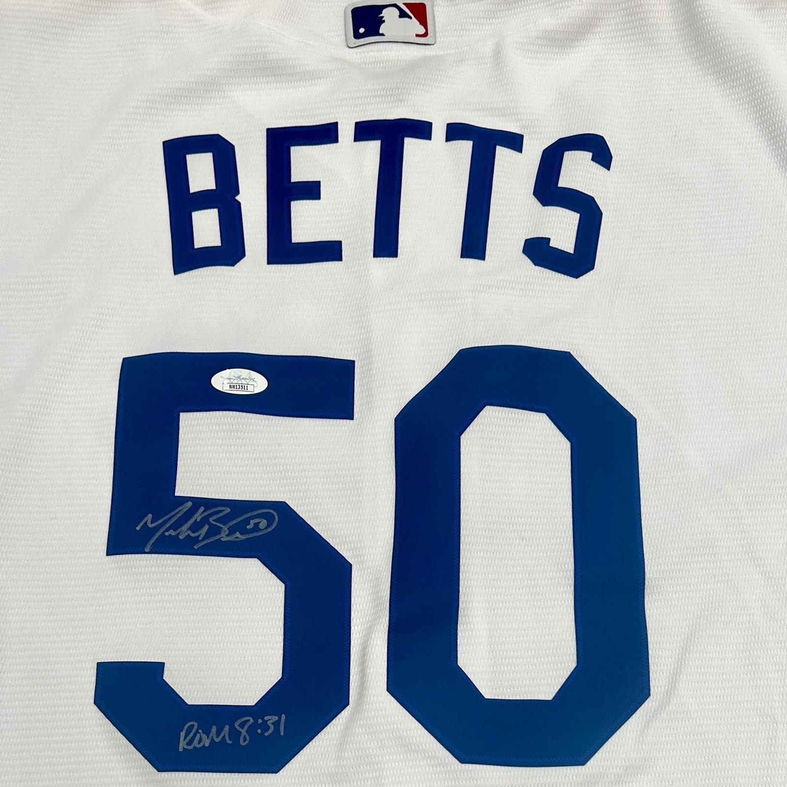 Autographed Mookie Betts Los Angeles Dodgers (2020 World Series White #50) Authentic Jersey - JSA-Powers Sports Memorabilia