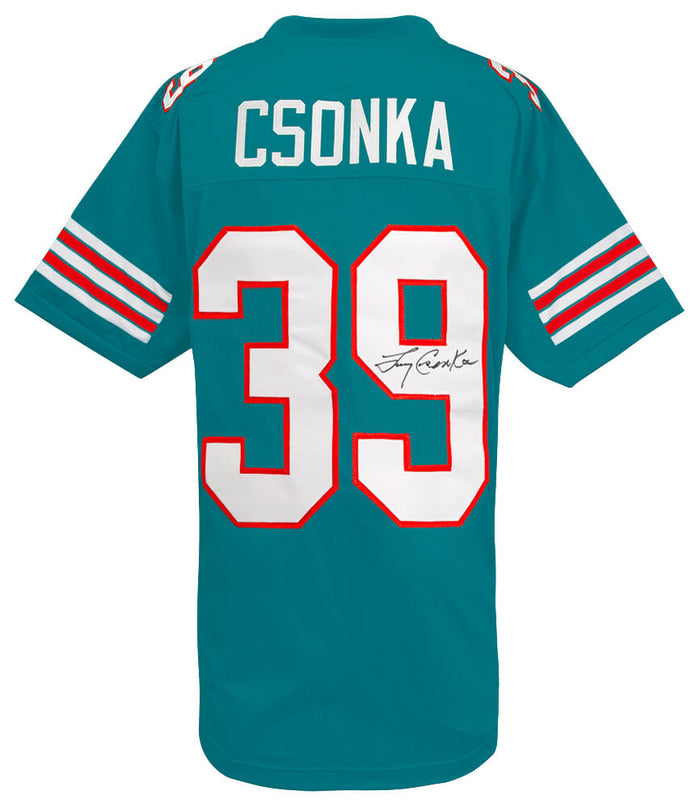 Larry Csonka Autographed Teal Custom Football Jersey-Powers Sports Memorabilia