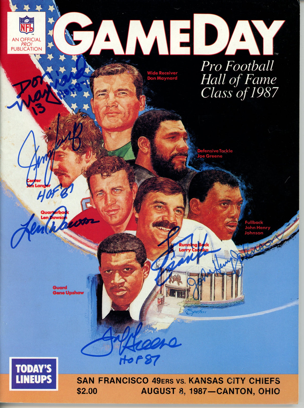 Dawson Csonka Maynard Greene Langer Johnson Hall of Fame Signed Magazine - HOF 87 Magazine JSA JSA-Powers Sports Memorabilia