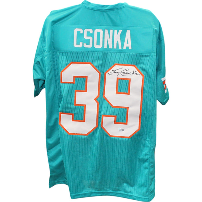 Larry Csonka Signed XL Teal Pro Style Jersey – Beckett Witness Authenticated-Powers Sports Memorabilia