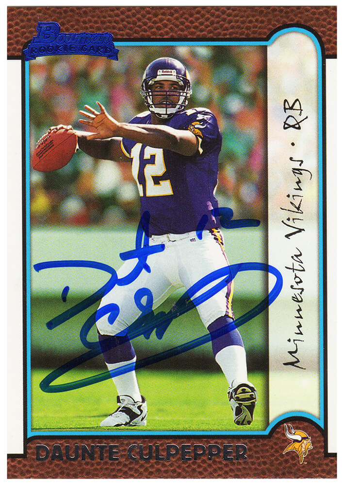 Daunte Culpepper Autographed Minnesota Vikings 1999 Bowman Rookie Football Trading Card #166-Powers Sports Memorabilia